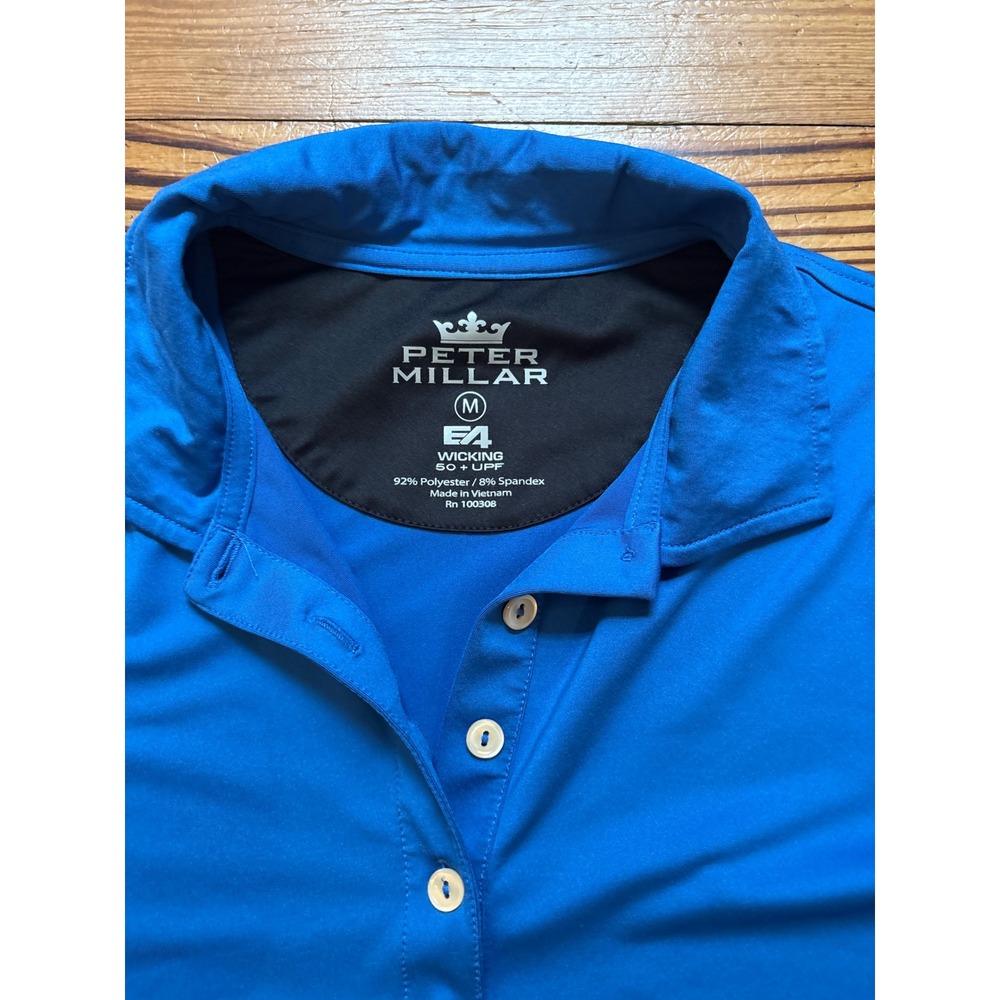 Peter Millar Polo Shirt Womens Blue Long Sleeve Wicking Performance SIZE M - Picture 3 of 5